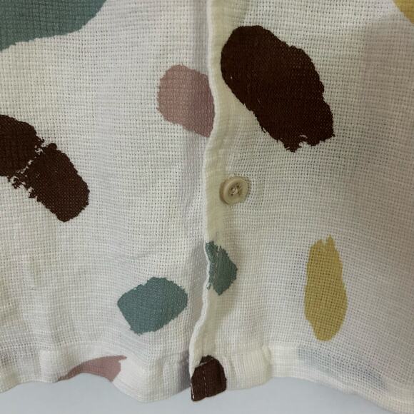 Folk Men's Button Up Textured Contour Cotton Short Sleeve Top M Medium New - Picture 5 of 8